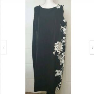 Maya Brooke Dress 18W Plus Black Floral Sheath